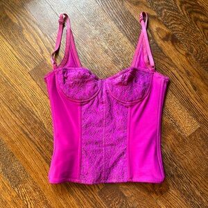 Vintage 2000s Dolce & Gabbana D&G Electric Pink Corset Bustier. XS.